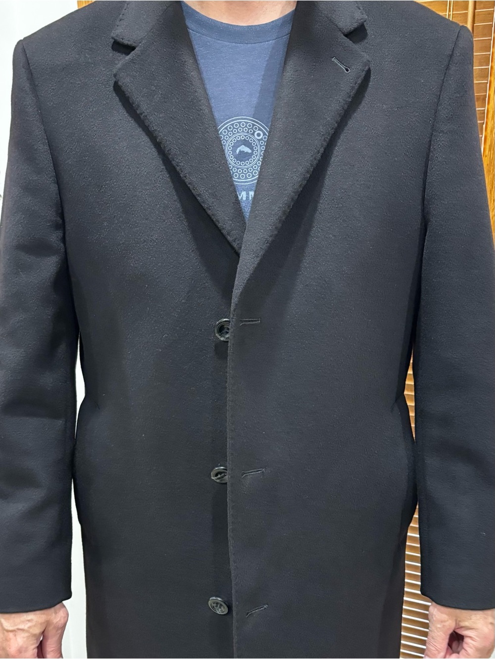 Ralph Lauren Black Men's 100% cashmere 42 L Single-Breasted Topcoat